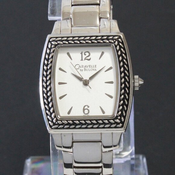 Caravelle Ladies Tonneau Style Quartz Watch By Bulova Silver Tone 26mm x 37.5mm - Picture 6 of 13